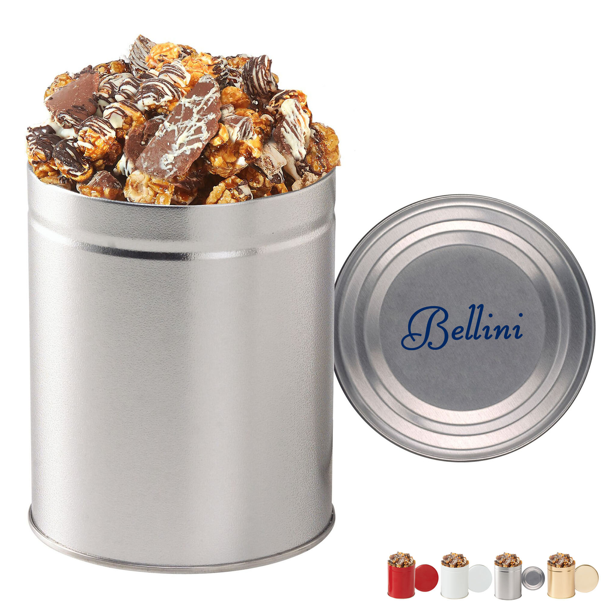 Product Photo 1 Gourmet Chocolate Pretzel & Potato Chip Popcorn Tin, Quart
