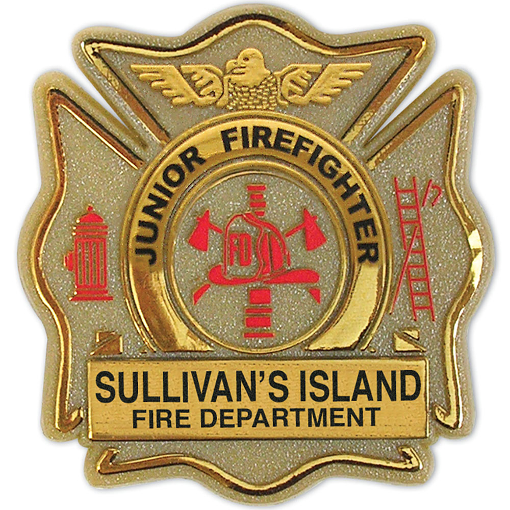 Product Photo 1 Junior Firefighter Badge, Maltese Cross, Clip Backing, Custom