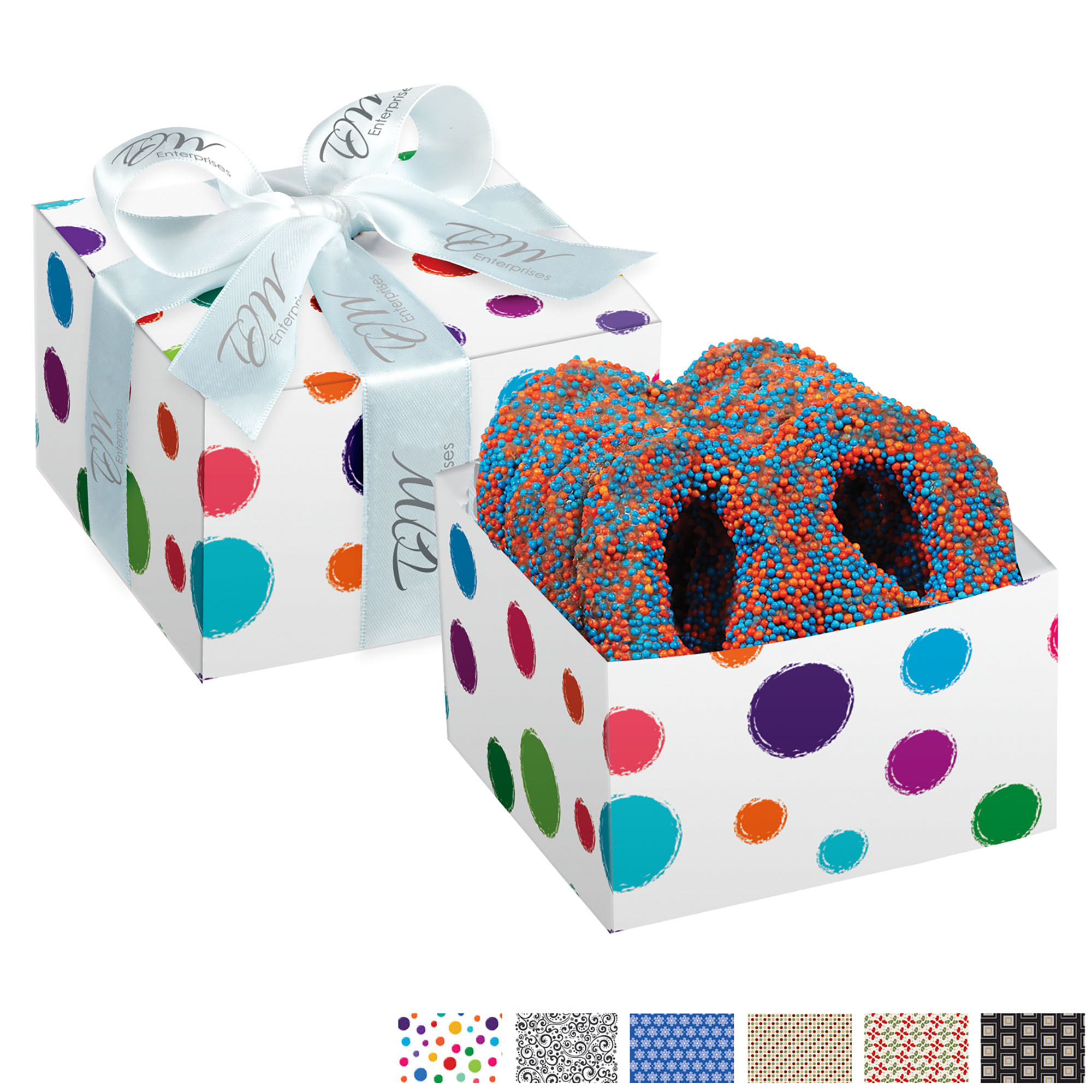 Product Photo 1 Chocolate Covered Pretzel Gift Box, Corporate Mix & Match Nonpareil Sprinkles
