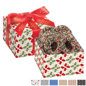Chocolate Covered Pretzel Gift Box, Holiday Nonpareil Sprinkles - MD8283