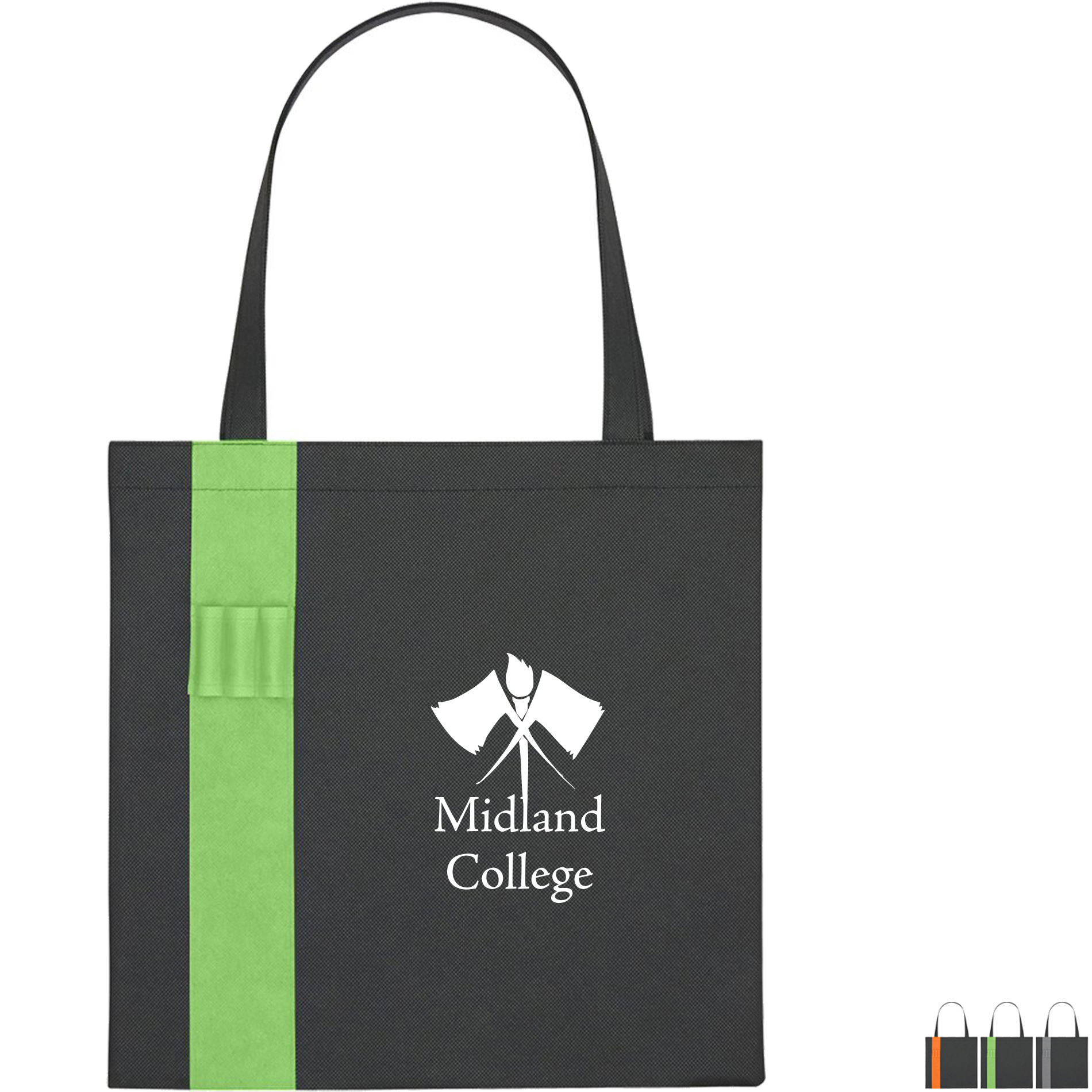Product Photo 1 Colony Non-Woven Tote Bag w/ Pen Loop Accent Stripe