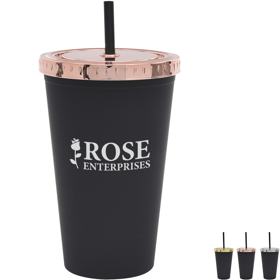Product Photo 1 Moonlit Cove Double Wall Tumbler w/ Metallic Lid & Black Straw, 16oz.