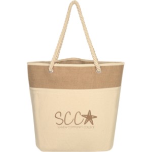 Burlap Rope Cotton Canvas Tote Bag - HT9149