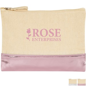 Cotton Cosmetic Bag w/Metallic Accent - HT9222