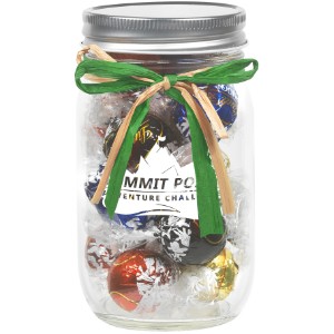 Raffia Bow Glass Mason Jar with Lindt® Truffles, 16oz. - MD2827