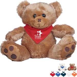 Plush Big Paw Bear w/ Bandana, 8-1/2" - HT1772