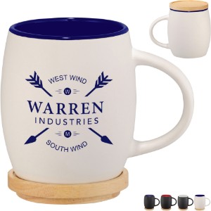 Hearth Ceramic Matte Mug with Wood Coaster/Lid, 15oz. - LD1899