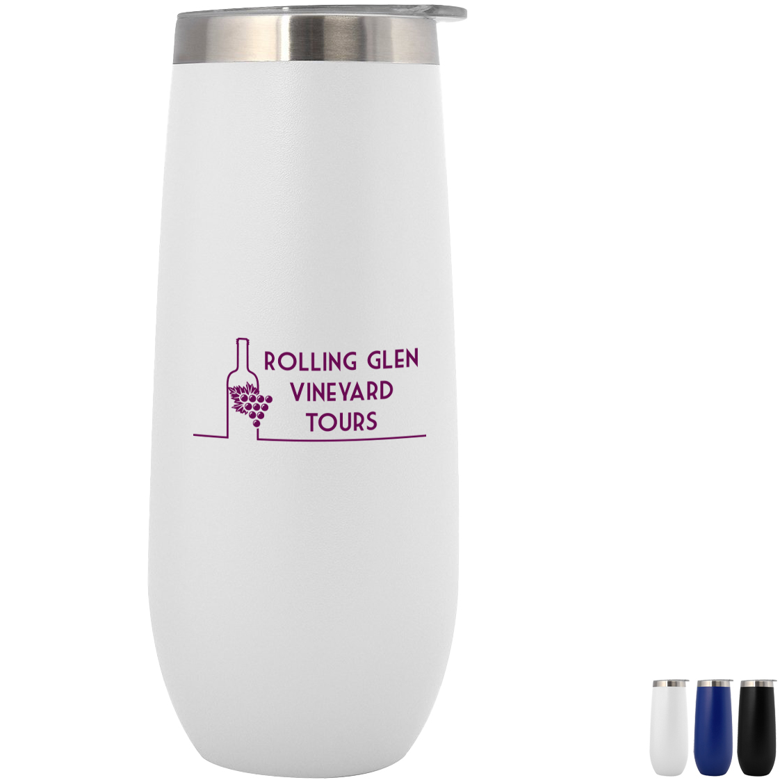 Product Photo 1 Korabel Stemless Double Wall Stainless Champagne Flute w/ Lid, 14oz.