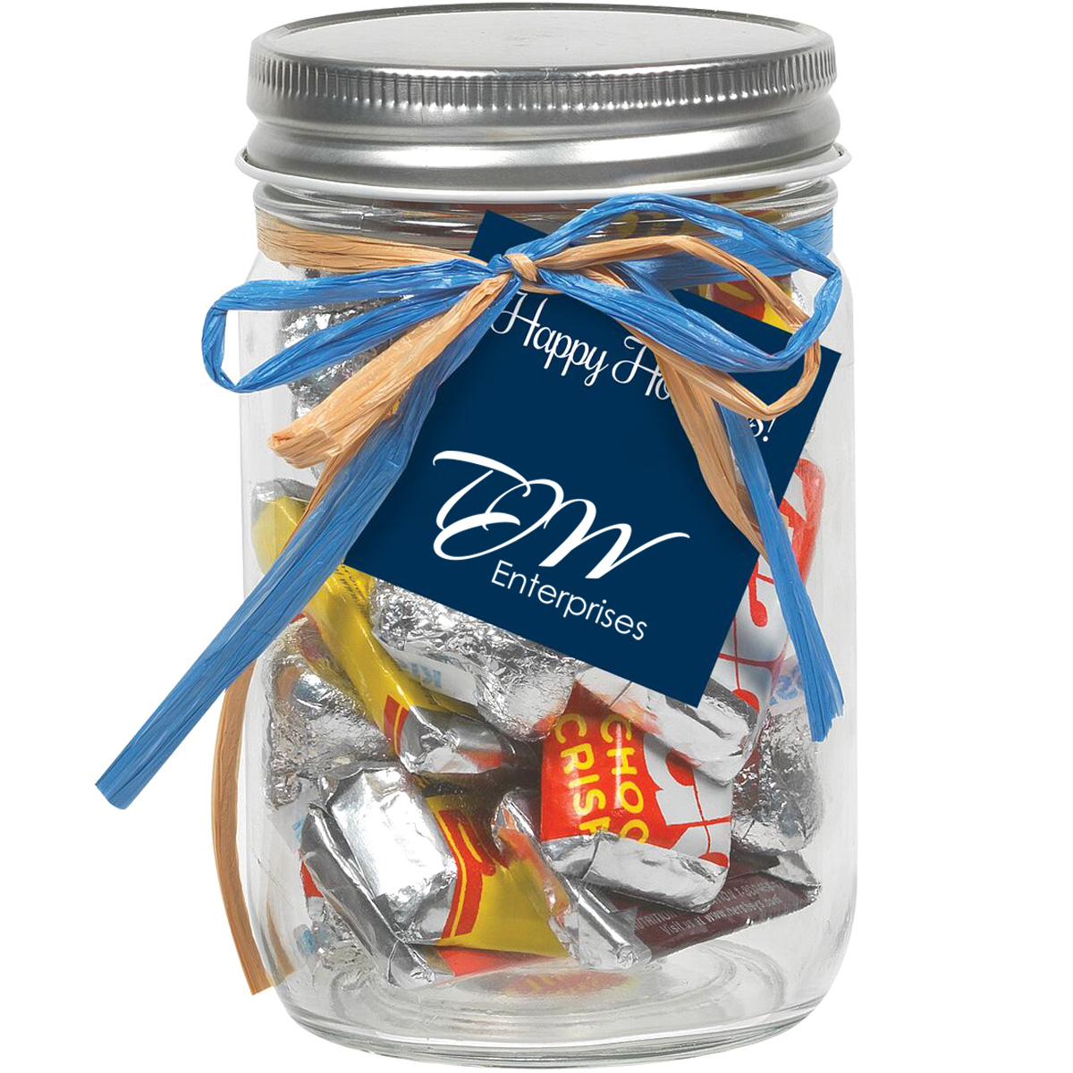 Product Photo 1 Raffia Bow Glass Mason Jar with Hershey's® Everyday Mix™, 12oz.