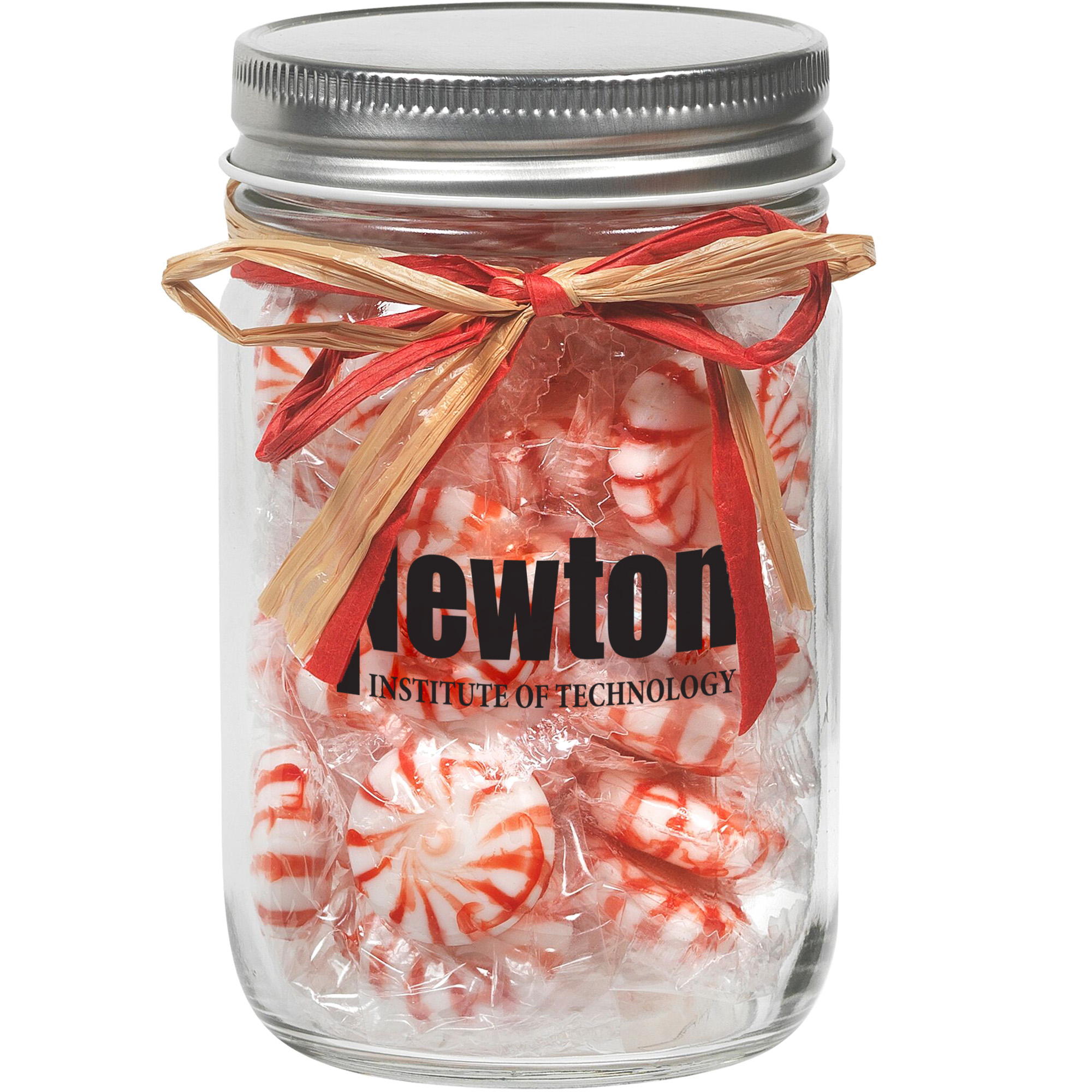 Product Photo 1 Raffia Bow Glass Mason Jar with Starlight Mints, 12oz.