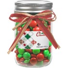 Photo 11 Raffia Bow Glass Mason Jar with Holiday M&M's®, 12oz.