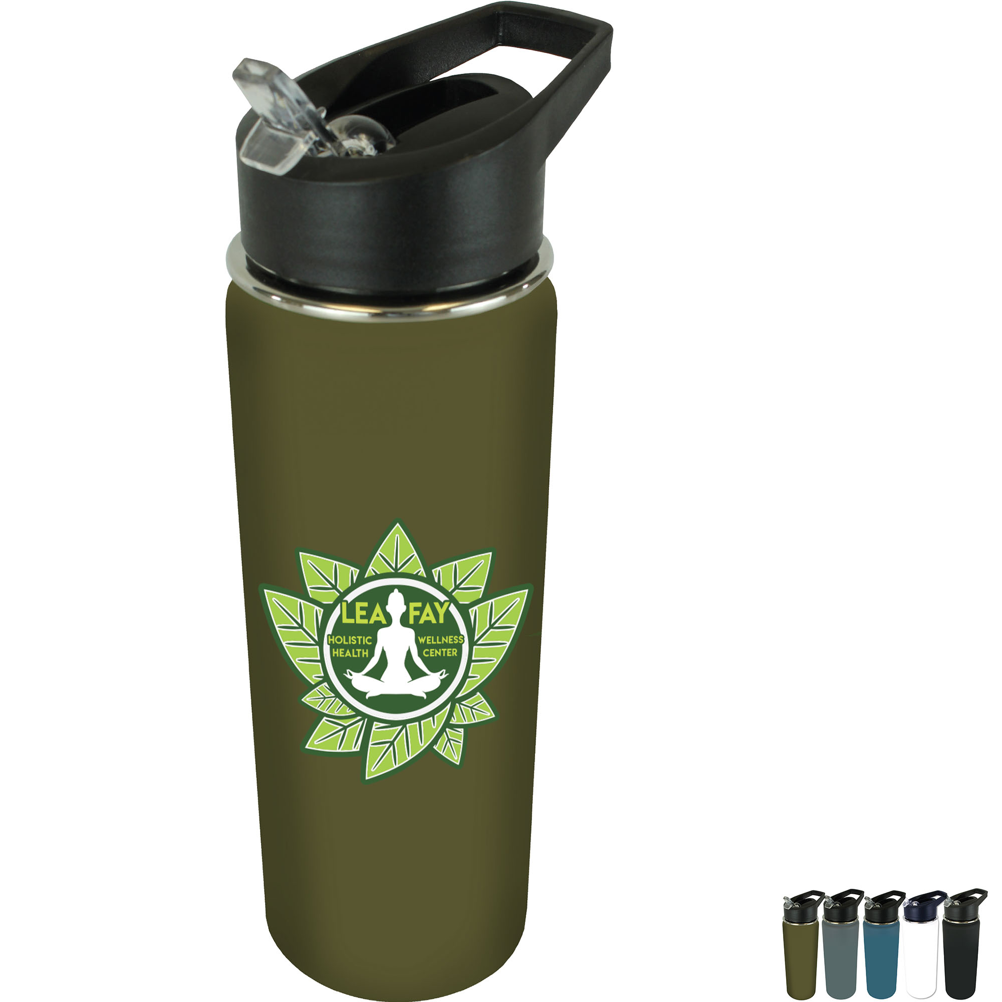 Product Photo 1 Halcyon® Sports Bottle w/Flip Straw Lid, 20 oz., Full Color Imprint