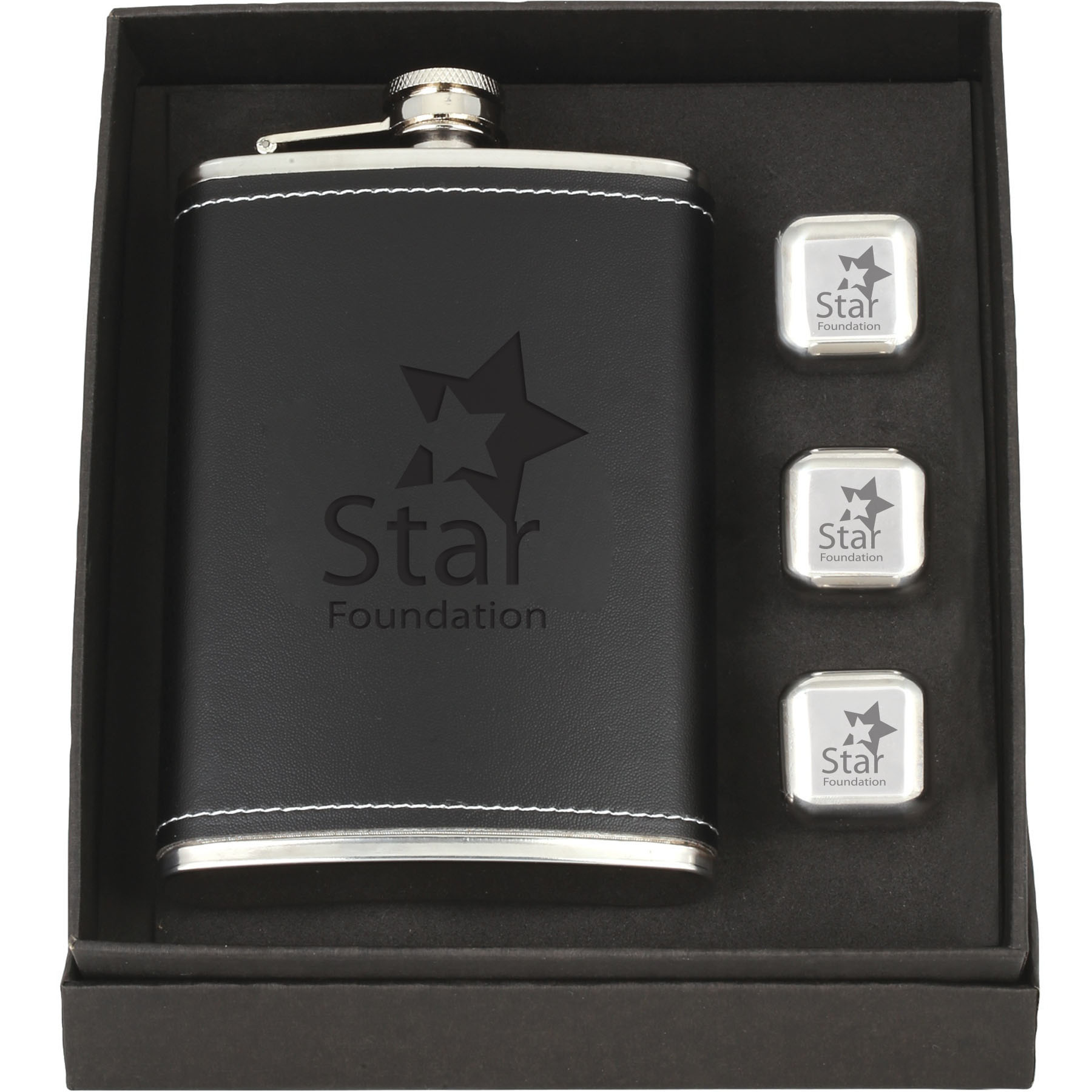 Product Photo 1 Flask & Whiskey Cube Leatherette Set