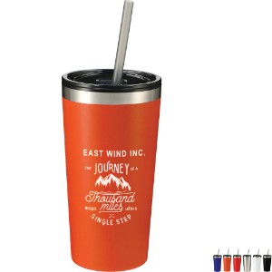 Thor Double-Wall Stainless Steel Tumbler w/ Straw, 16oz. - BT2803