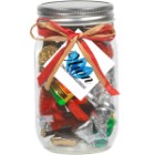 Photo 2 Raffia Bow Glass Mason Jar with  Hershey's® Holiday Mix™ , 16oz.