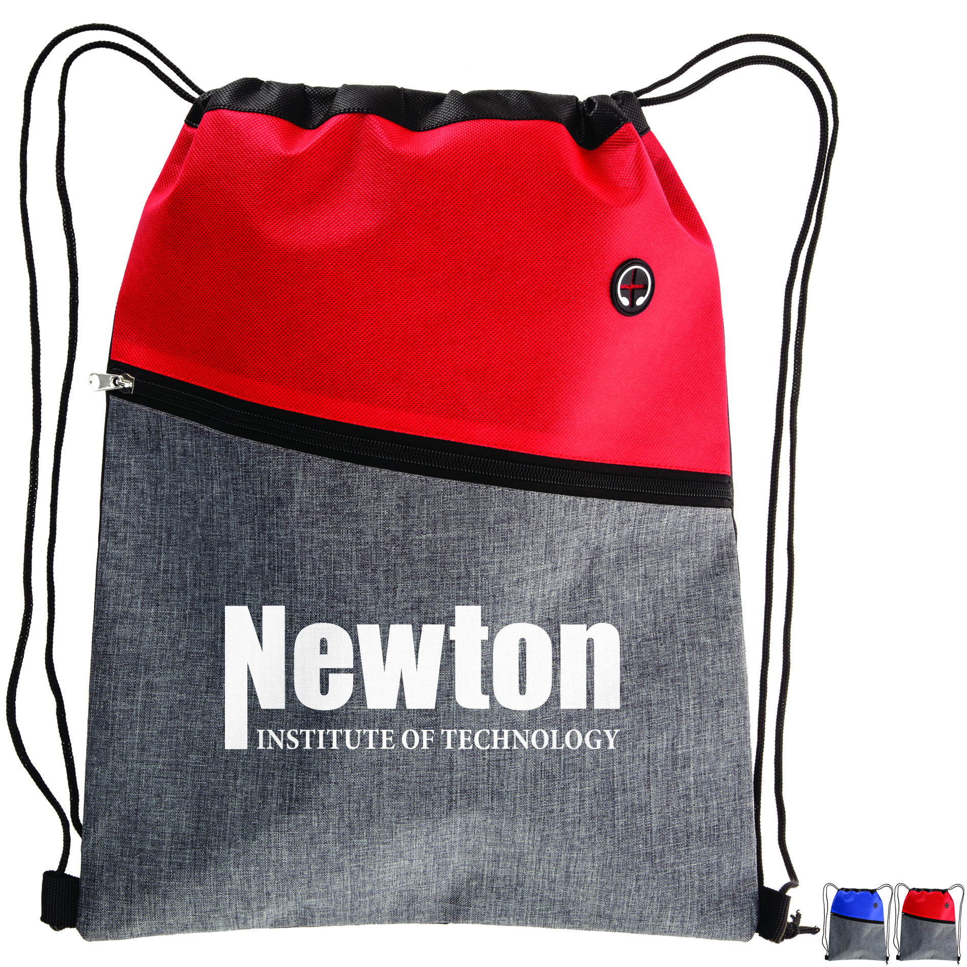 Product Photo 1 Two-Tone Heathered Polyester Drawstring Backpack