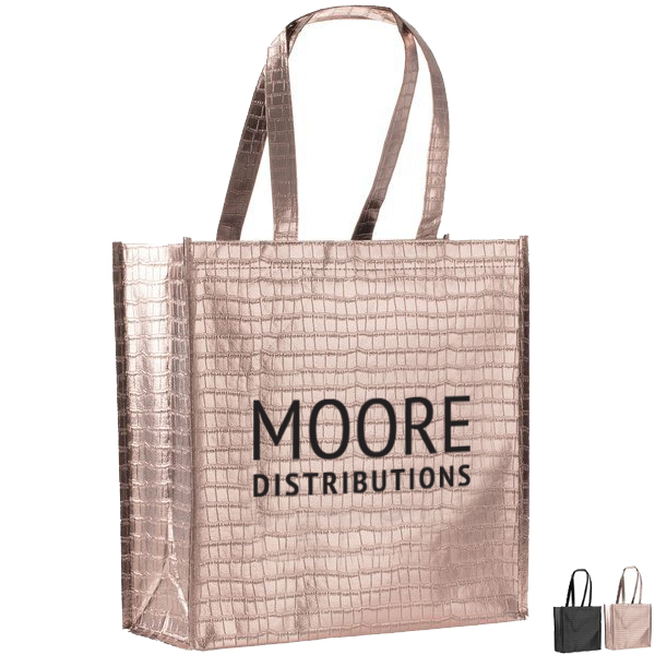 Product Photo 1 Glam Metallic Croc Laminated Non Woven Shopper Tote