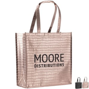 Glam Metallic Croc Laminated Non Woven Shopper Tote - NJ1045