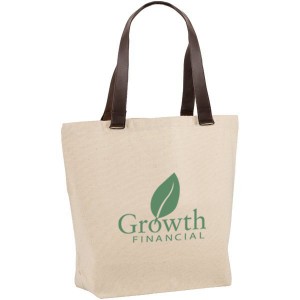 Cotton Canvas Tote w/ Faux Leather Handles - NJ1065