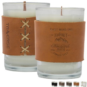 Harper Leather Wrapped Candle, 8oz. - SZ8325