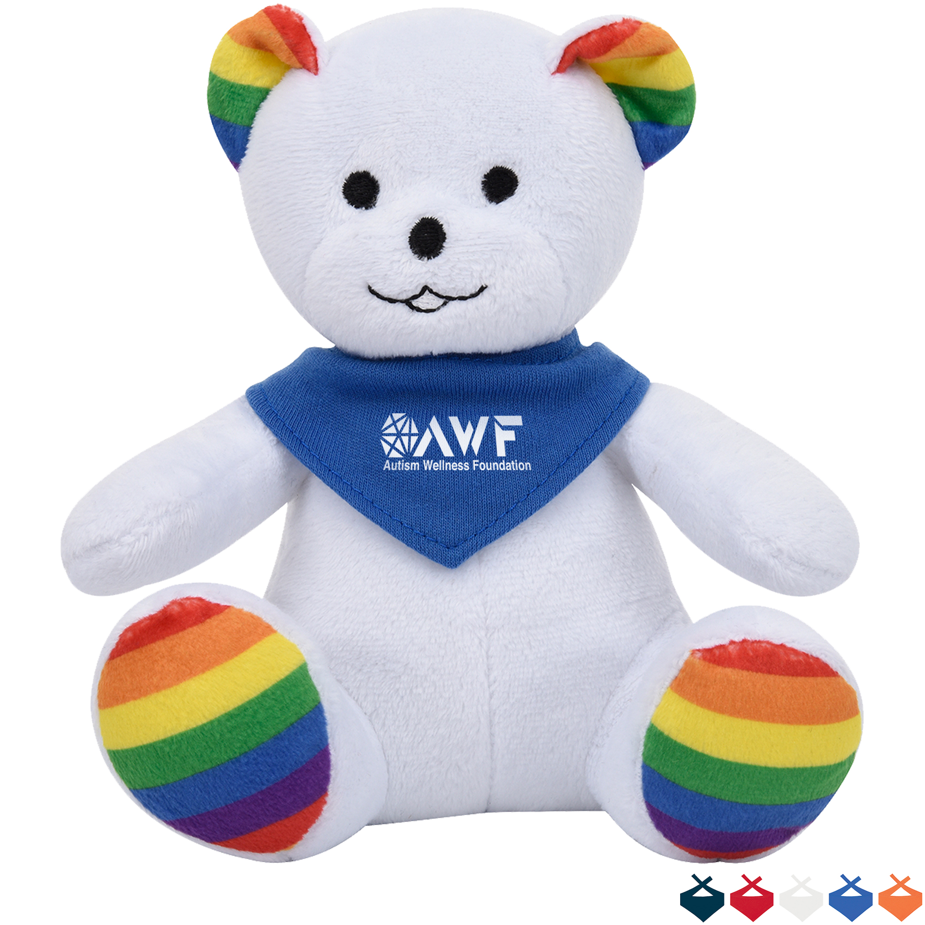 Product Photo 1 Rainbow Plush Bear, 6" w/ Bandana