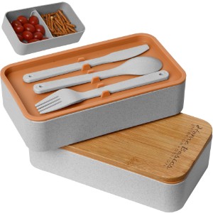 Eco-Friendly Wheat Straw Lunch Set w/ Bamboo Lid - MG8240