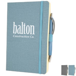 Crosshatch PU Notebook with Pen, 5" x 8" - SD8111