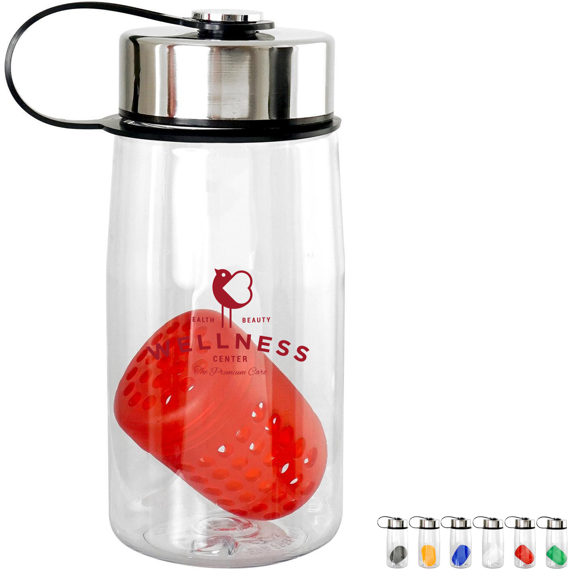 Product Photo 1 Metal Lanyard Lid Bottle w/ Colorful Floating Infuser, 18oz.