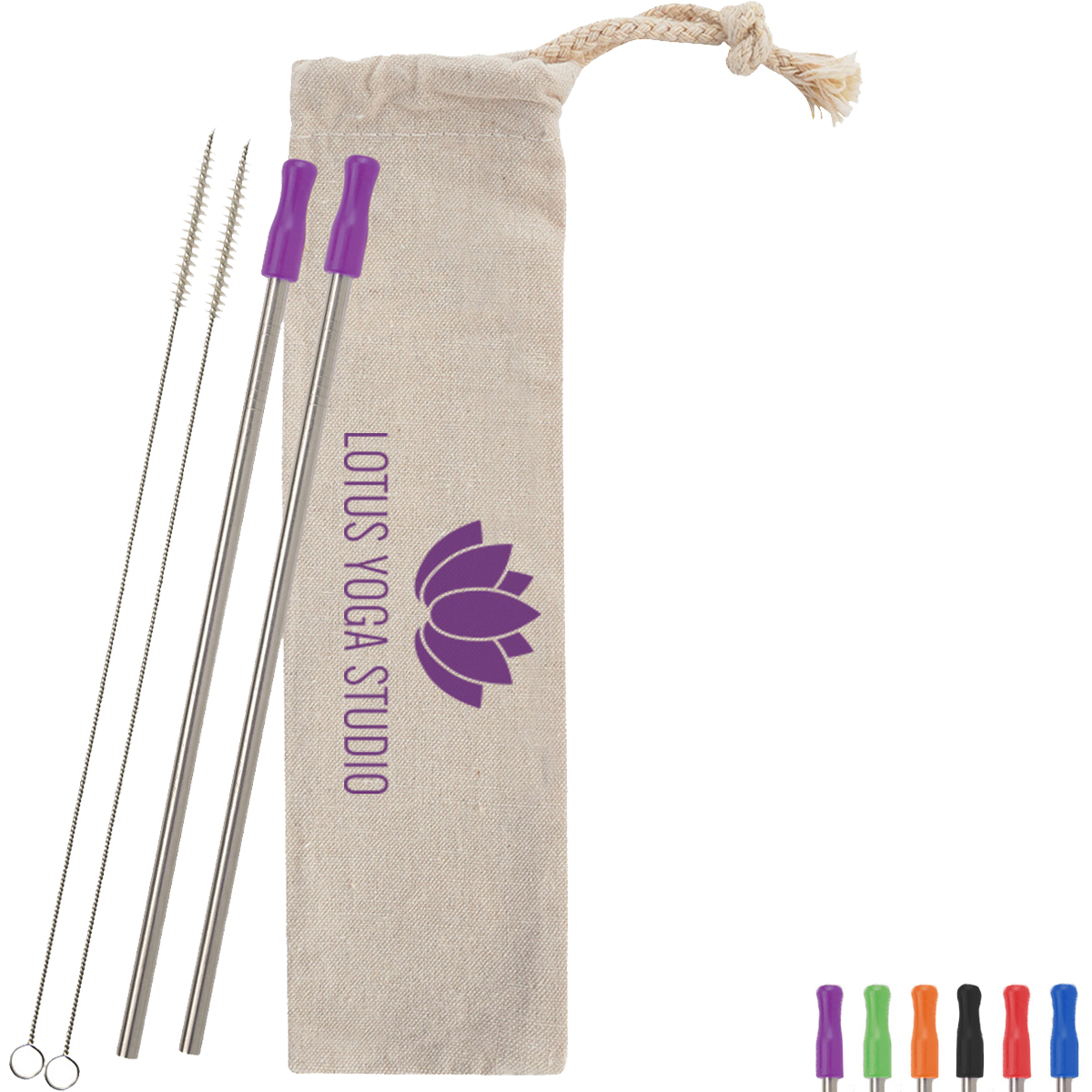 Product Photo 1 Two-Pack Stainless Straw Kit in Cotton Pouch