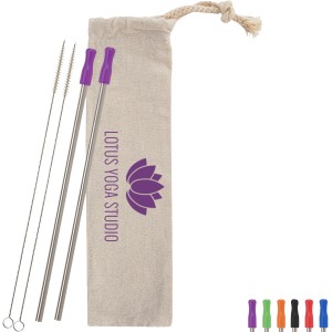 Two-Pack Stainless Straw Kit in Cotton Pouch - HT1901