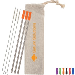 Three-Pack Stainless Straw Kit in Cotton Pouch - HT1904