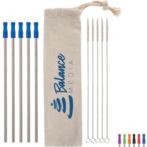 Five-Pack Stainless Straw Kit in Cotton Pouch - HT1911