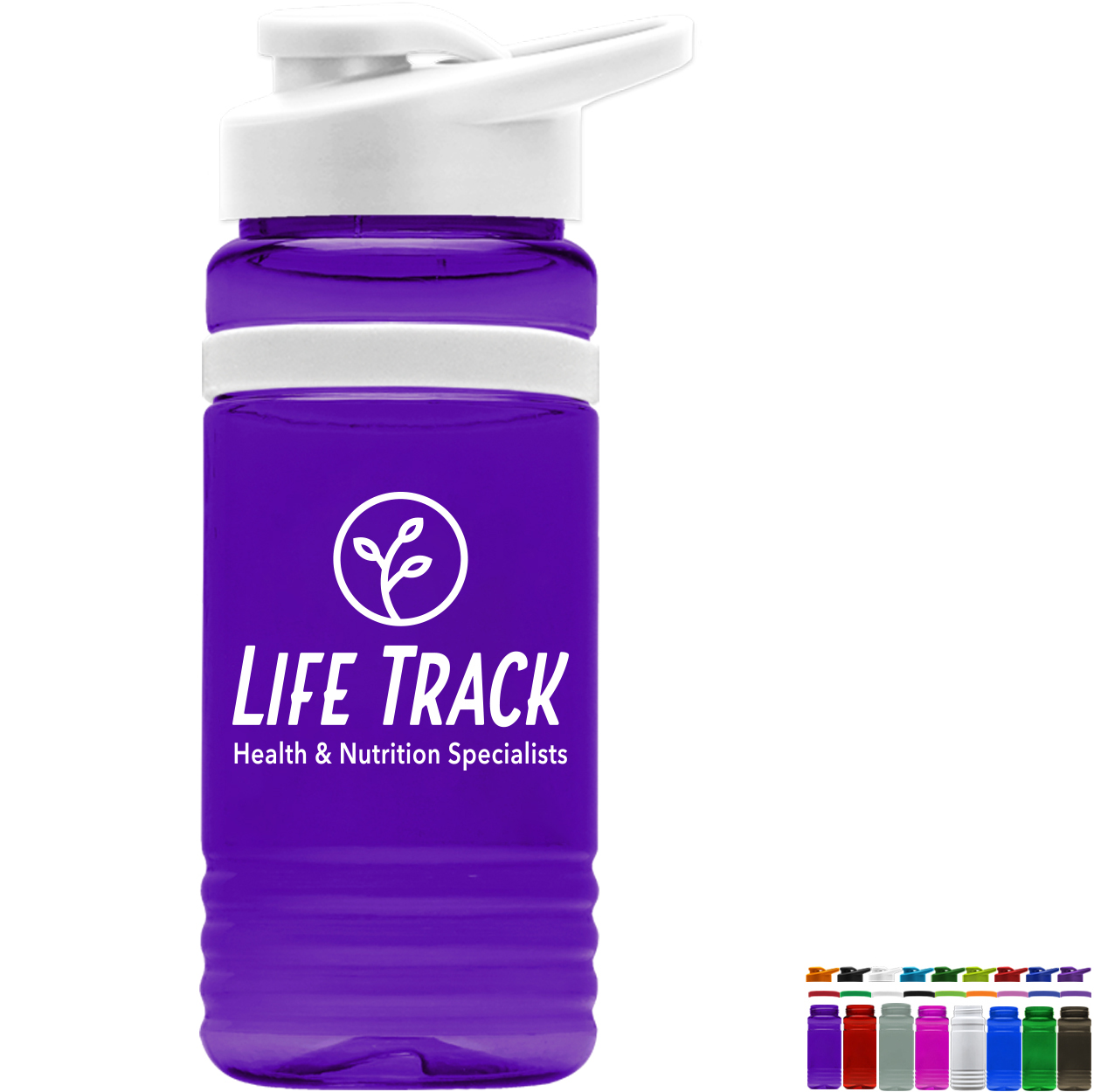 Product Photo 1 UpCycle rPET Bottle w/ Drink Thru Lid & Grip Band, 20oz.