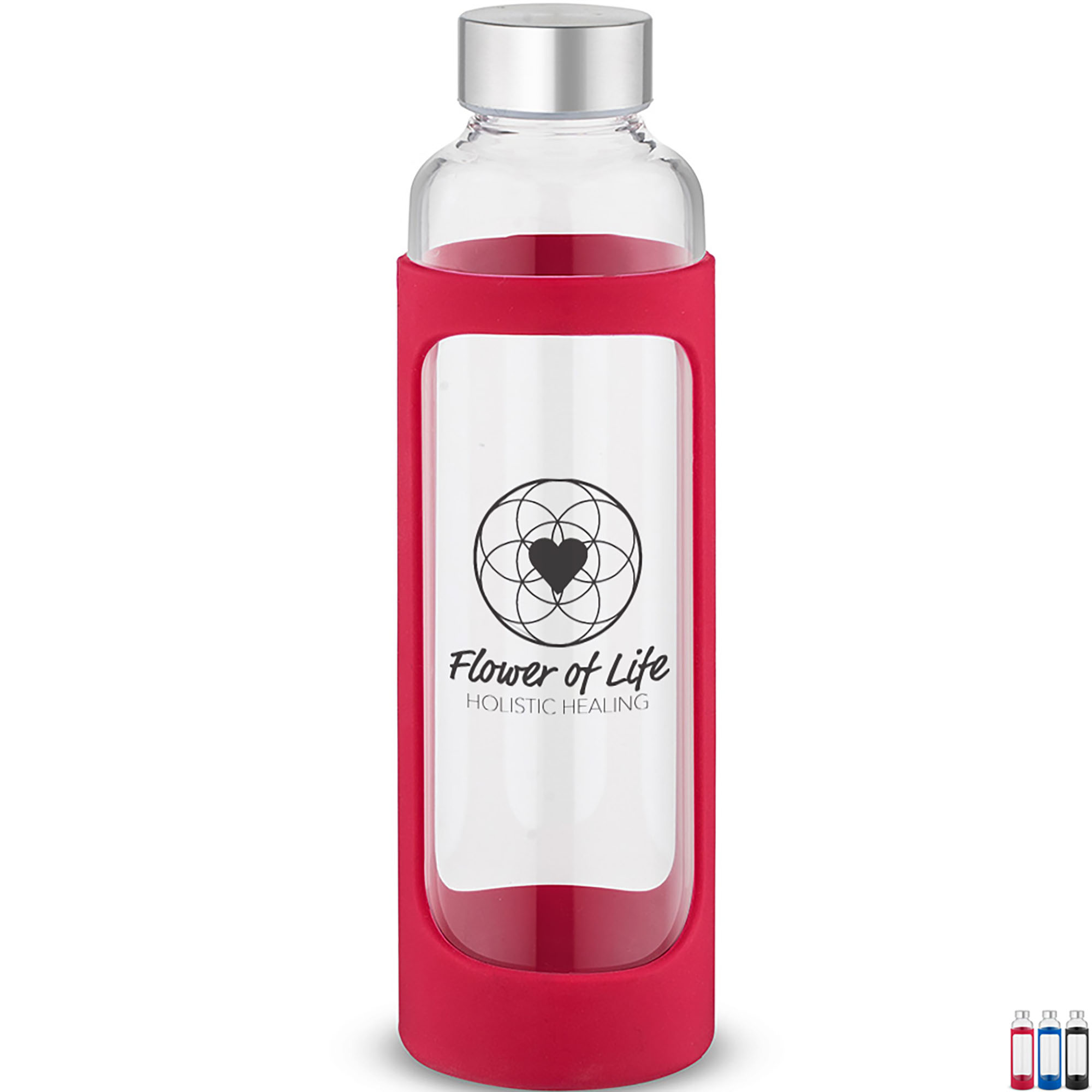 Product Photo 1 Tioga Glass Water Bottle with Silicone Sleeve, 20oz.