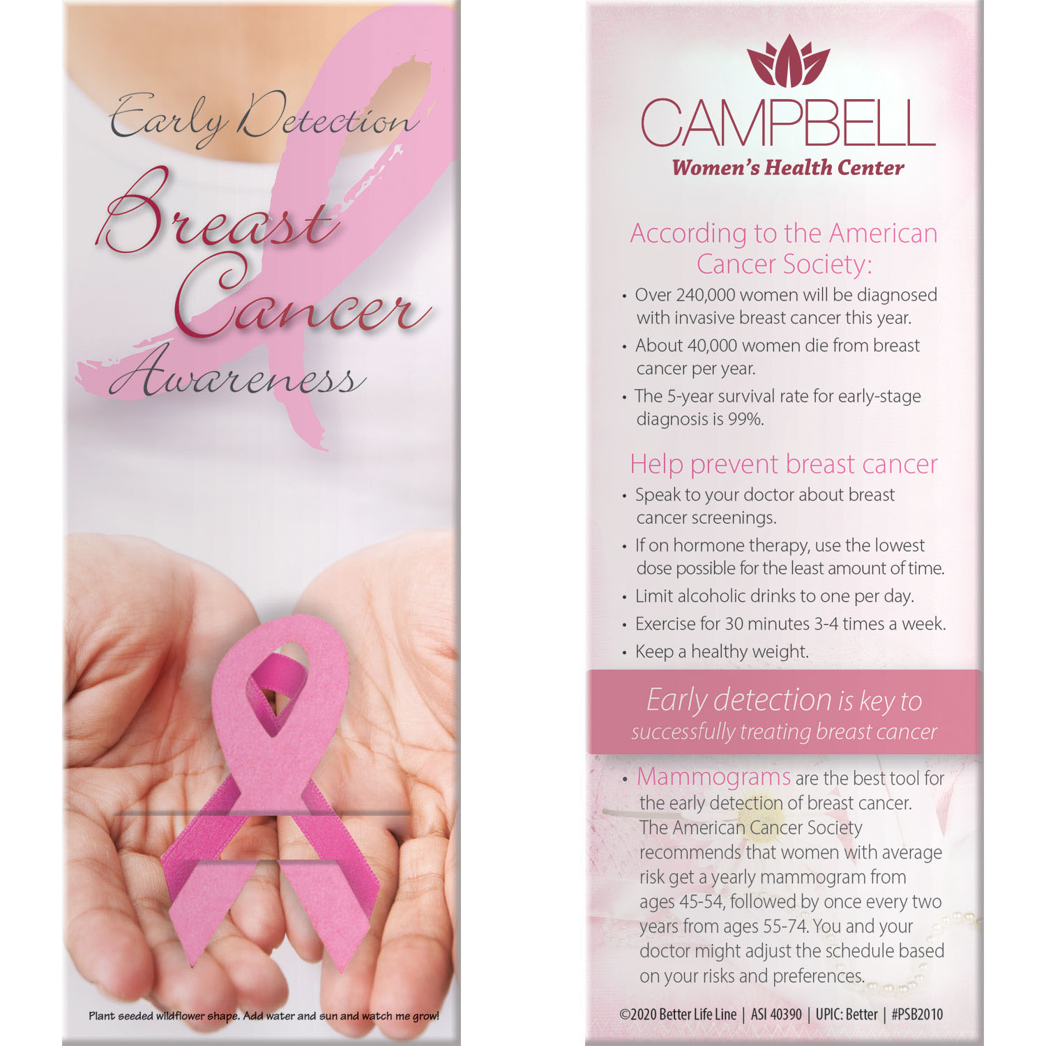Product Photo 1 Breast Cancer Awareness Plant-A-Shape Bookmark