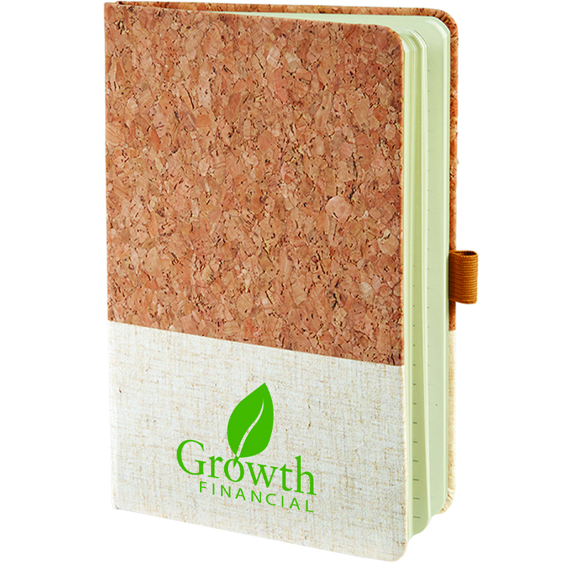 Product Photo 1 Hard Cover Cork and Heathered Fabric Journal, 5-1/2" x 8-1/4"