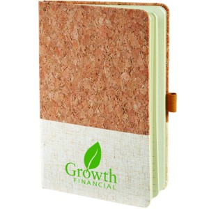 Hard Cover Cork and Heathered Fabric Journal, 5-1/2" x 8-1/4" - PM9765