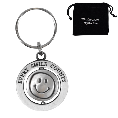 Product Photo 1 Every Smile Counts - Silver, Appreciation Swivel Keychain, Stock - CLOSEOUT!