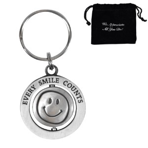 Every Smile Counts - Silver, Appreciation Swivel Keychain, Stock - CLOSEOUT! - AKC540