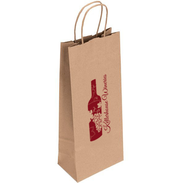Product Photo 1 Eco Vino Kraft Bag with Handles, 6" x 13"