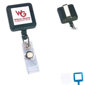 Square Retractable Badgeholder, Slide Clip - PM2525