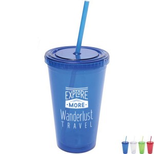 All Pro™ Acrylic Cup w/ Matching Straw, 16 oz. - EV2230