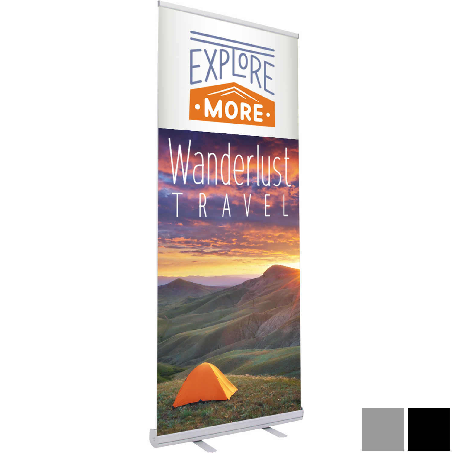 Product Photo 1 Economy Retractor No-Curl Opaque Fabric Banner Kit, 33-1/2"