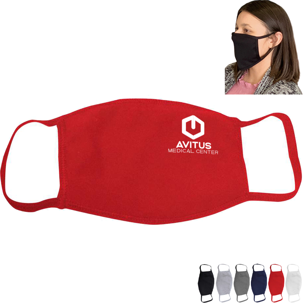 Product Photo 1 Bayside USA Cotton 3 Ply Reusable Face Mask w/ Screen Imprint