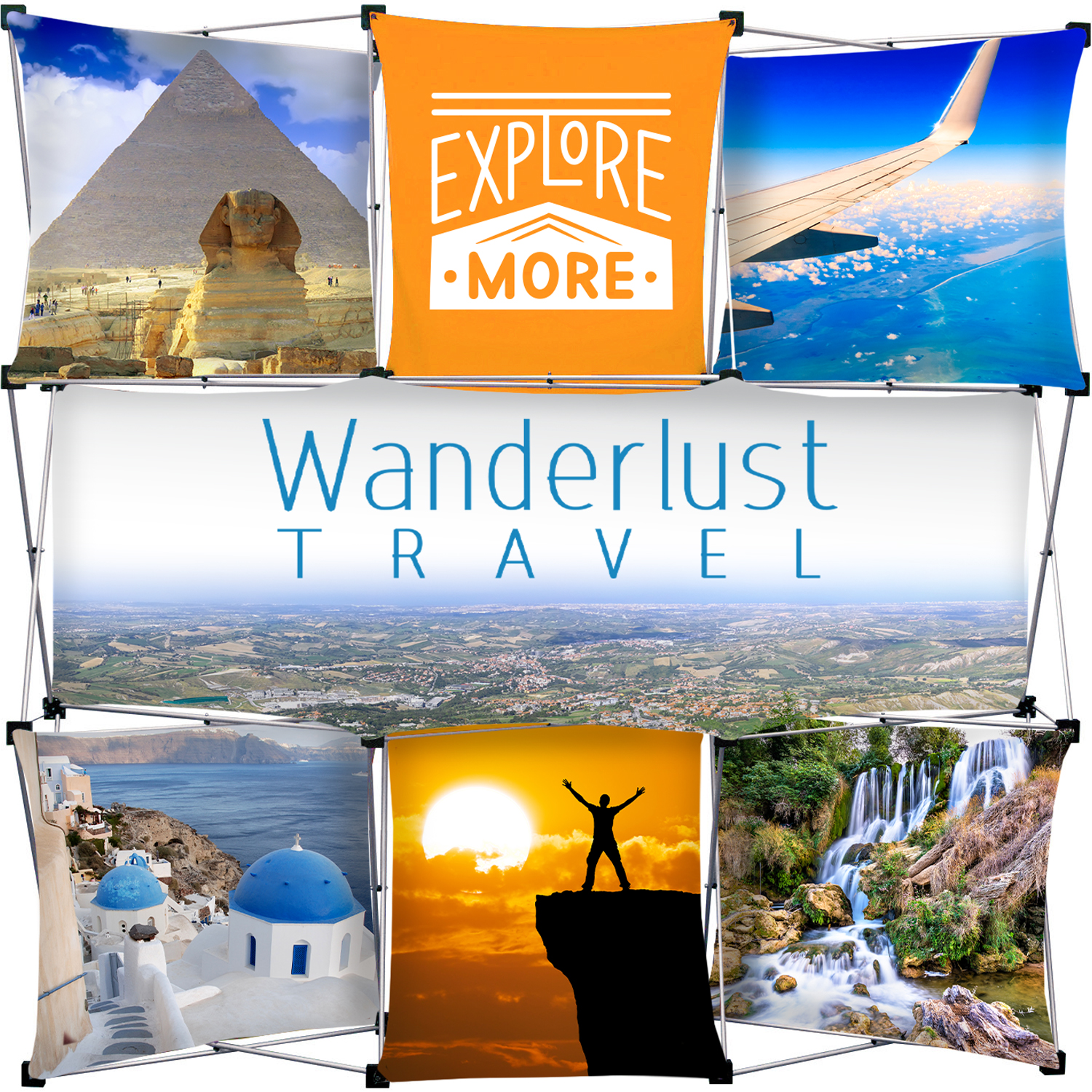 Product Photo 1 GeoMetrix Four-Corner Floor Display Kit, 90" x 90"