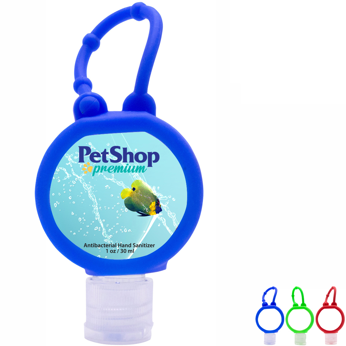 Product Photo 1 Travel Round Antibacterial Gel Hand Sanitizer w/ Adjustable Silicone Strap, 1oz.