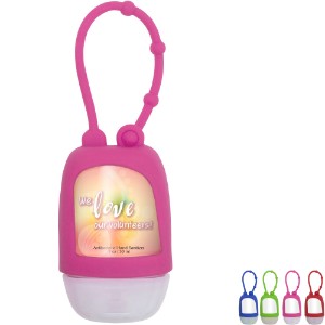 Travel Antibacterial Gel Hand Sanitizer w/ Adjustable Silicone Strap, 1oz. - TK7013