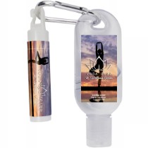 Tottle Antibacterial Hand Sanitizer Gel w/ Carabiner, 1oz. & SPF-15 Clip Lip Balm