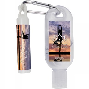 Tottle Antibacterial Hand Sanitizer Gel w/ Carabiner, 1oz. & SPF-15 Clip Lip Balm - TK7008