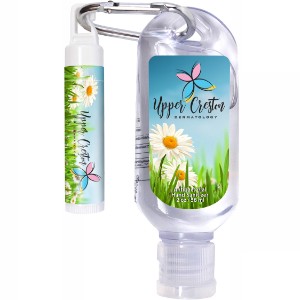 Tottle Antibacterial Hand Sanitizer Gel w/ Carabiner, 2oz. & SPF-15 Clip Lip Balm - TK7011